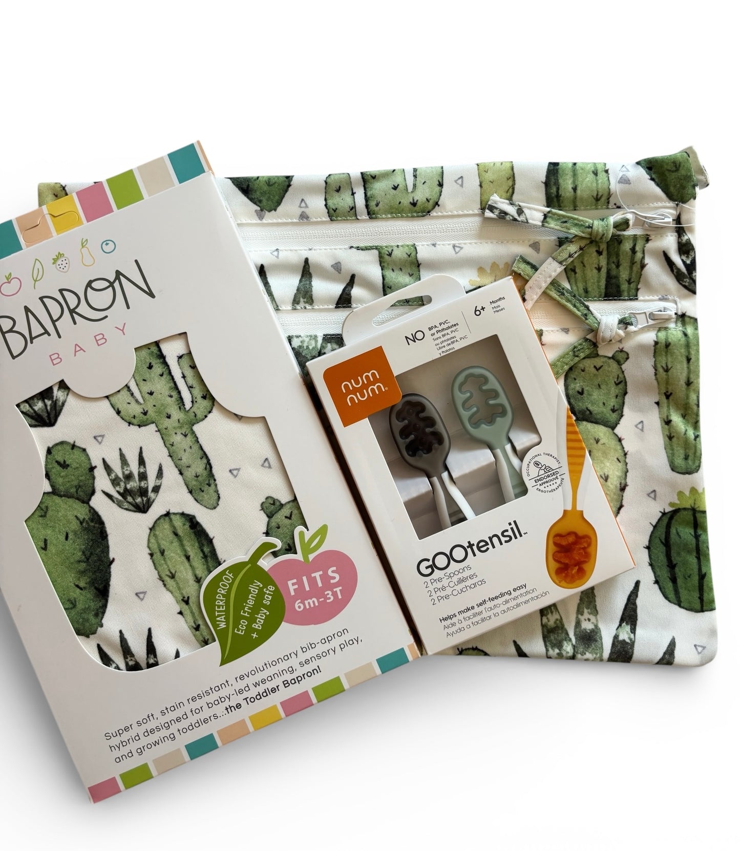 Pachet Pre-lingurite NumNum® GOOtensils™ +BapronBib® +WetBag cadou