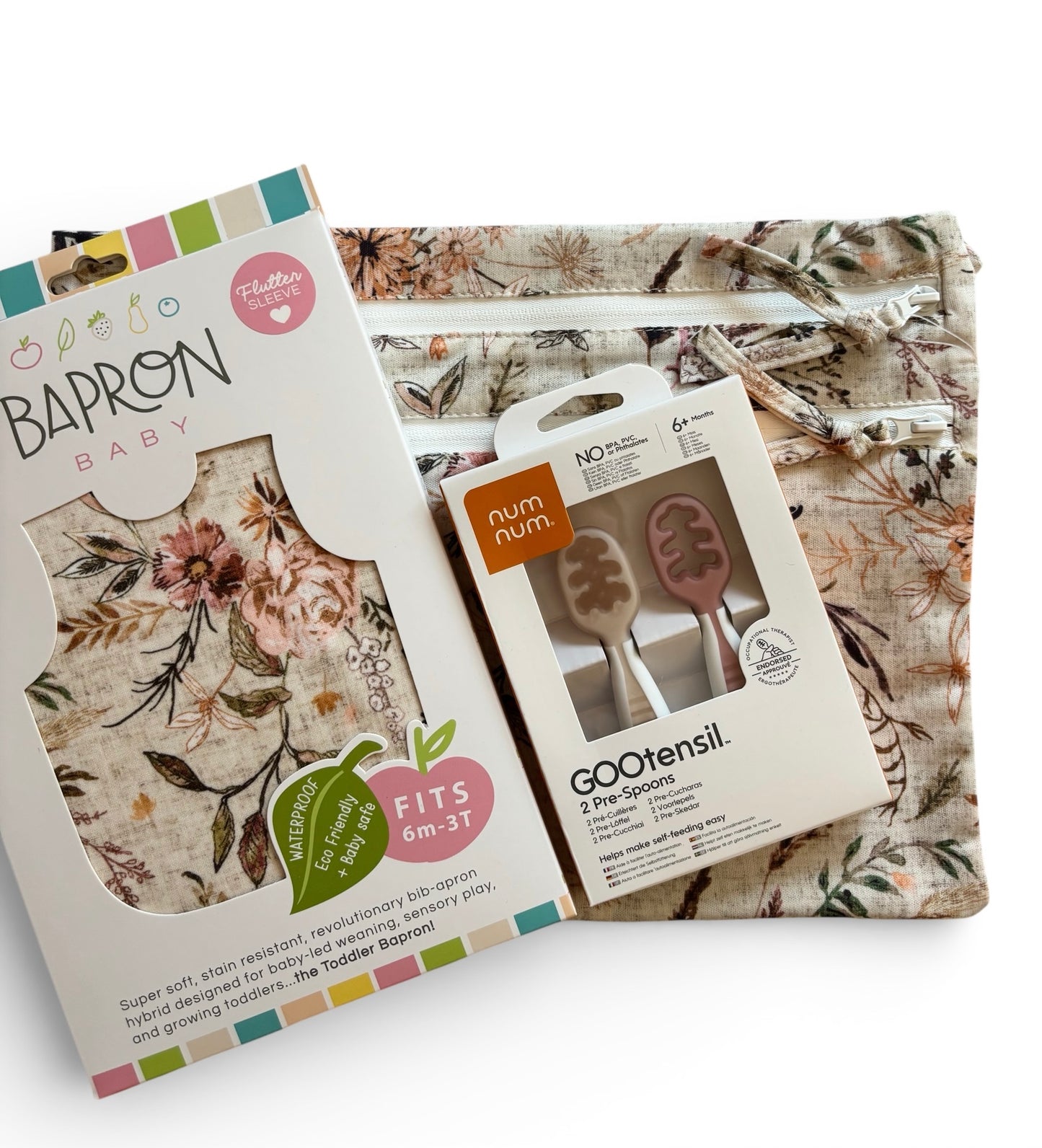 Pachet Pre-lingurite NumNum® GOOtensils™ +BapronBib® +WetBag cadou