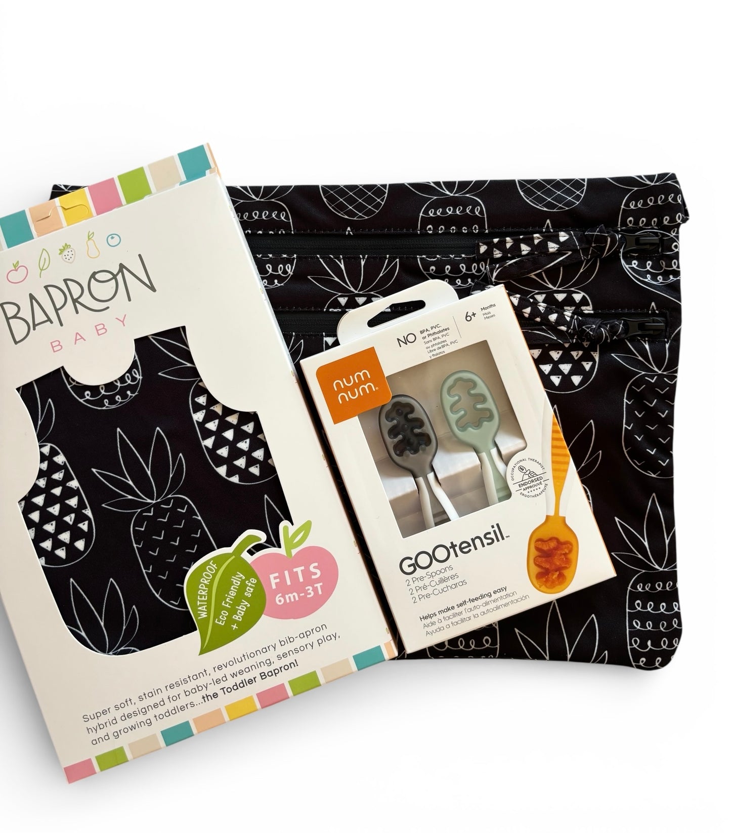 Pachet Pre-lingurite NumNum® GOOtensils™ +BapronBib® +WetBag cadou